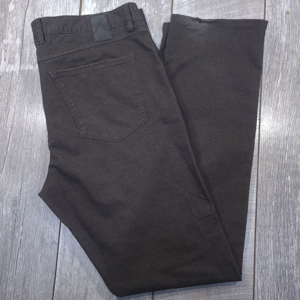 Alberto Stone Pants Mens 40x35 Brown Salt and Pepper Modern Fit Trousers